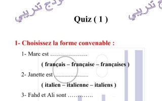 نموذج تدريبي فرنسي حادي عشر أدبي فصل أول